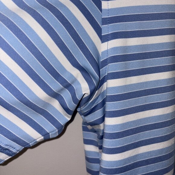 Peter Millar Bandon Dunes Summer Comfort Polo Golf Men's Size Medium Blue Stripe - Picture 5 of 8